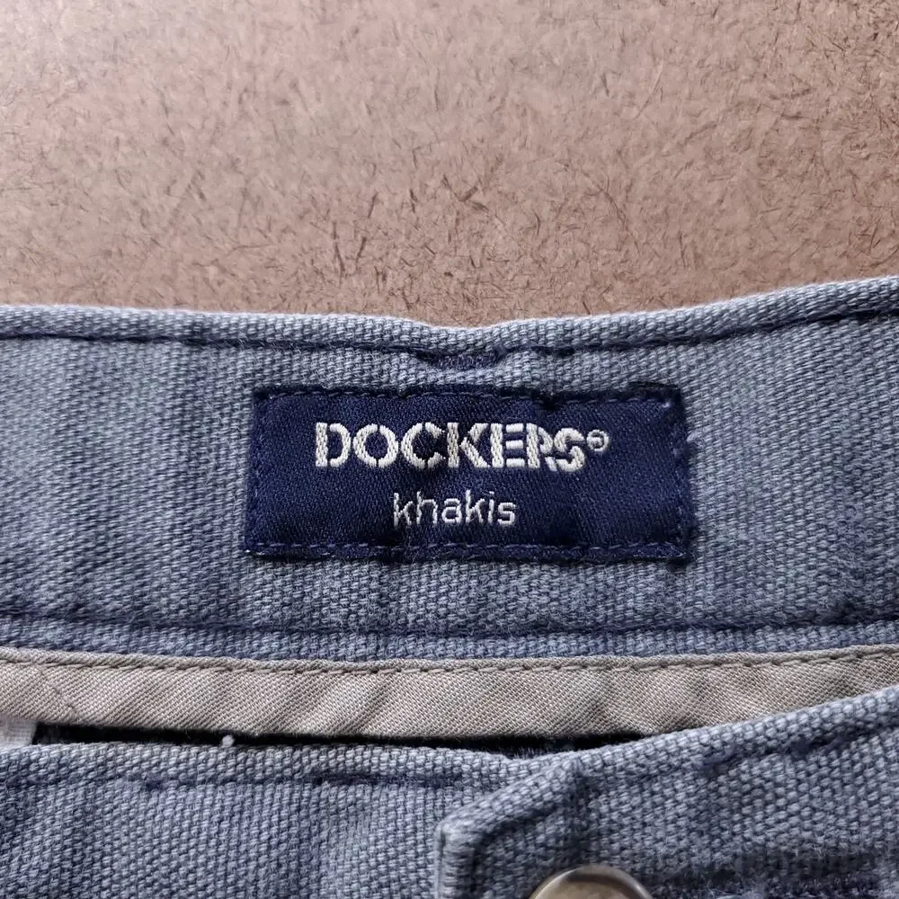 VTG Dockers Pleated Canvas Khakis Men 34x32 Gray Cotton 90s Dad Core‎ Gorpcore